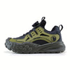 Boys' Low-Top Sports Sneakers with Rotating Buckle — Lightweight EVA Sole, Easy-On Fastening (Black/Green)