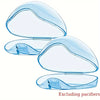 2-Pack Oval Pacifier (Binky) Storage Case with Flip Lid & Clip — Translucent Plastic, Light Pink & Light Blue