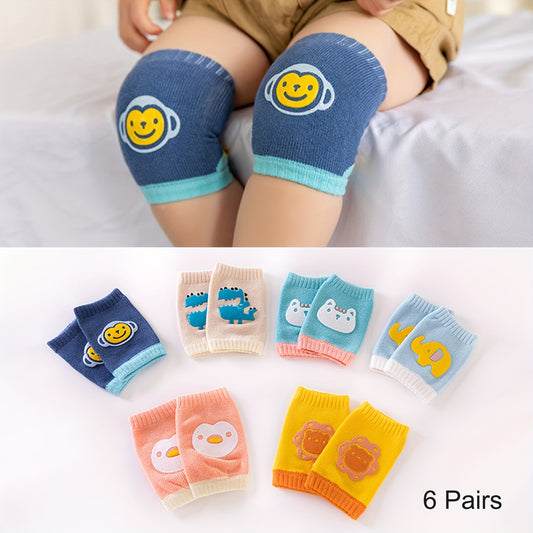 6 Pairs of Cute Knitted Knee Pads for Baby Girls & Boys - Decorative Cartoon Elastic Knee Pads | Colorful Combination Set | Warm Accessories for All Seasons