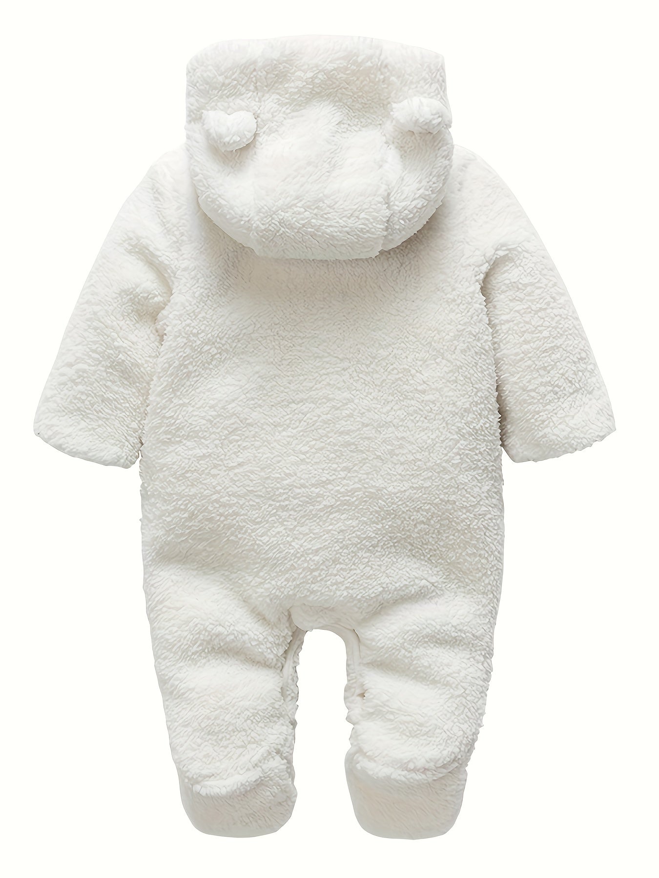 Unisex Newborn Baby Fleece Footie Snowsuit – Hooded Cartoon Bear Jumpsuit (Winter Coat, Warm Romper for Boys & Girls)