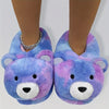 Polar Bear Plush Kids Slippers - Cozy Indoor Slip-On Shoes for Teens & Youth, Blue & Purple Tie-Dye, Warm Fabric, Anti-Slip