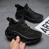 Boys Breathable Knit Sneakers – Lightweight Air-Cushion Running & Training Shoes, Non-Slip MD Sole, Lace-Up Low Top (Black & White)