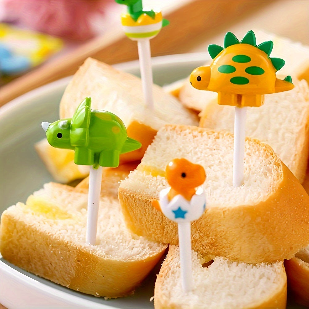 6PCS Cute Dinosaur Fruit Fork Set – Random Color Snack & Dessert Decorative Forks, Creative Tableware for Holiday Parties & Events