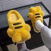 Cozy Bear Claw Slippers for Men & Women - Plush Non-Slip Indoor/Outdoor House Slippers, Brown Fuzzy with Black Strap, EVA Grip Sole