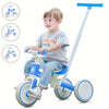 5-in-1 Toddler Balance Bike & Tricycle for 1-3 Years — Removable Pedals, Steering Push Handle, Adjustable Convertible Ride-On (Blue)