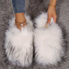 Women's Cozy Fluffy Slippers – Faux Fur Lined, Non-Slip Rubber Sole, Soft Fabric Insole, Flat Heel (All-Season)