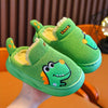 Kids Cartoon Crocodile Slippers - Plush Slip-On Indoor Shoes, Non-Slip PVC Sole, Cozy Fabric Lining (Ages 14 & Under)