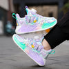 Iridescent Girls' Butterfly & Flower Sneakers — Breathable Mesh Upper, EVA Sole, Low-Top Kids Shoes