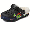 Dinosaur Clog Slippers for Kids — Fleece-Lined Slip-On Shoes for Toddlers & Boys (Ages 14 & Under), Lightweight EVA Sole, Indoor/Outdoor
