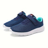 Boys' Breathable Mesh Sneakers - Blue Low-Top Velcro Walking & Running Shoes for Spring/Summer