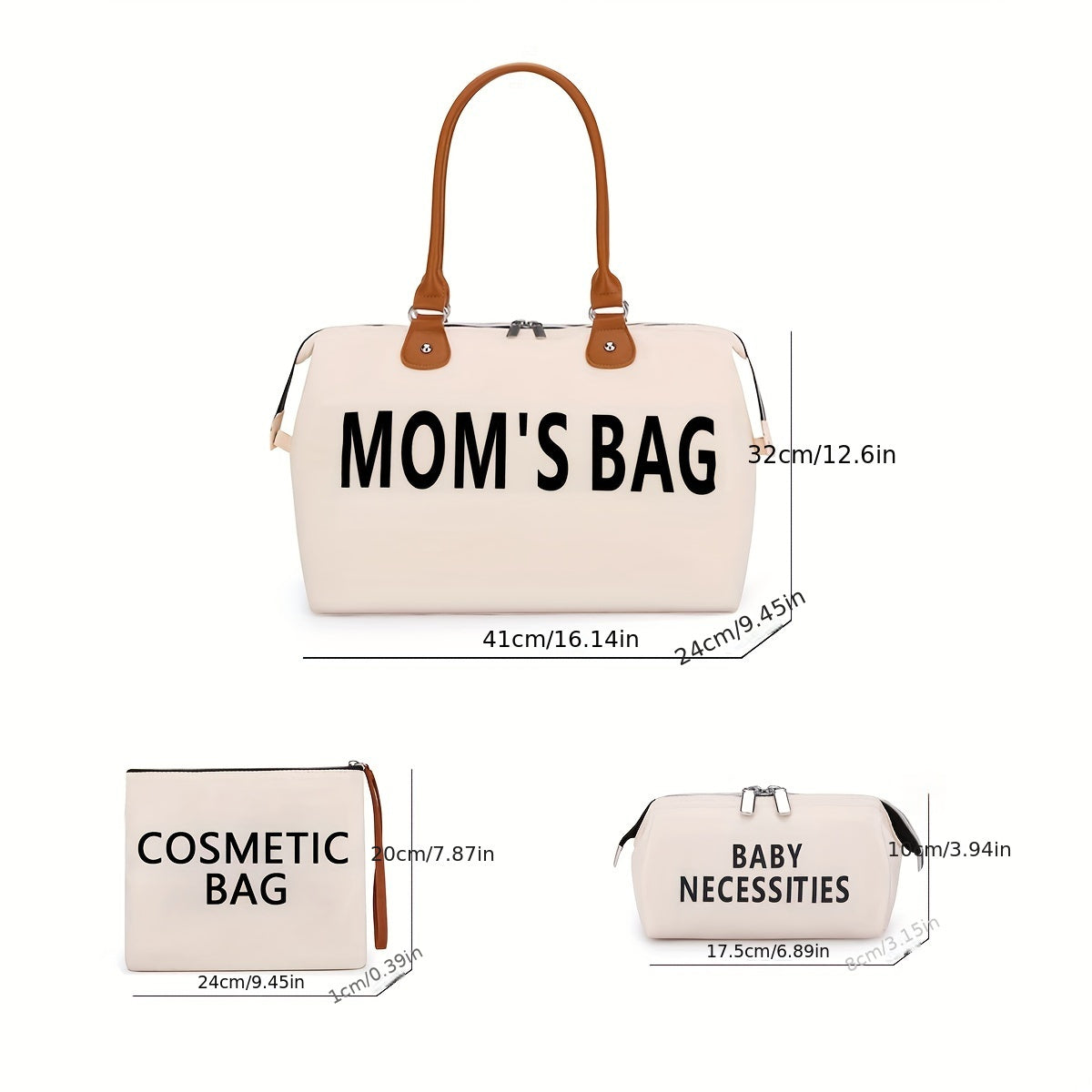3-Piece Set Large Capacity Multifunctional Travel Bags – Waterproof & Portable Diaper Bag for Moms - Kidzy Market