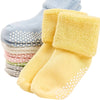 6 Pairs of Basic Color Terry Socks with Dot Glue for Anti-Slip | Warm and Thick, Ideal for Toddlers | Suitable for Both Boys & Girls