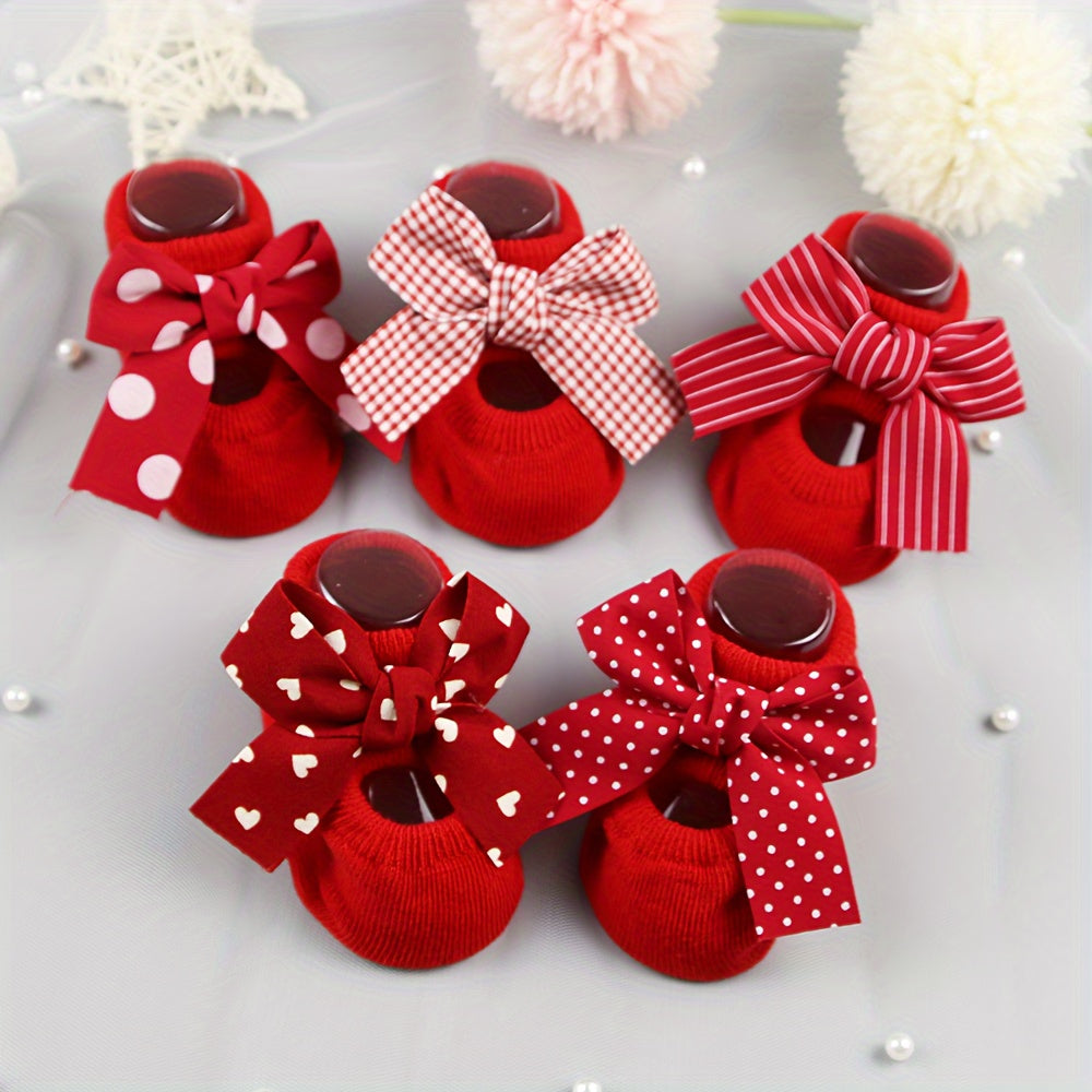 1 Pair New Red Baby Socks with Non-Slip Dots - Infant Anti-Slip Floor Socks | All-Season Knit Fabric Polyester Blend, Hand Wash Only | Suitable for 0-1 Years Old