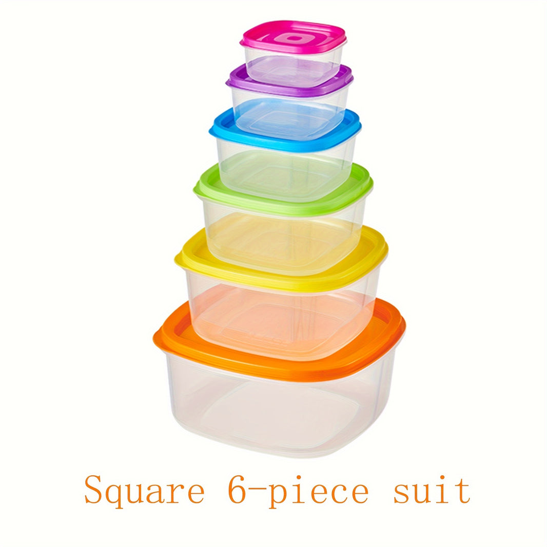 Rainbow Fresh-Keeping Box Set (4/5/6pcs) with Lid – Large Capacity Reusable Food Storage Containers, Leak-Proof, Microwave, Freezer & Dishwasher Safe, Ideal for Lunch, Camping, and Outings