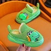 Kids Cartoon Crocodile Slippers - Plush Slip-On Indoor Shoes, Non-Slip PVC Sole, Cozy Fabric Lining (Ages 14 & Under)