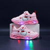 Girls' Glow-in-the-Dark Light-Up Princess Sneakers — Pink & White Hook-and-Loop Shoes for Toddlers & Little Kids (1-6 Years) | Breathable Mesh, EVA Insole, PVC Sole