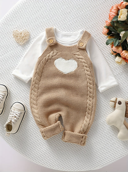 Baby Girl Knitted Bodysuit – Baby Love Jacquard Design (Soft & Comfortable, Indoor & Outdoor Wear)