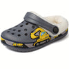 Dinosaur Clog Slippers for Kids — Fleece-Lined Slip-On Shoes for Toddlers & Boys (Ages 14 & Under), Lightweight EVA Sole, Indoor/Outdoor