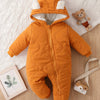Thickened One-Piece Infant Outfit – Fleece-Lined Zipper Romper (Autumn/Winter, Newborn, Outdoor Wear, Perfect for Holidays)