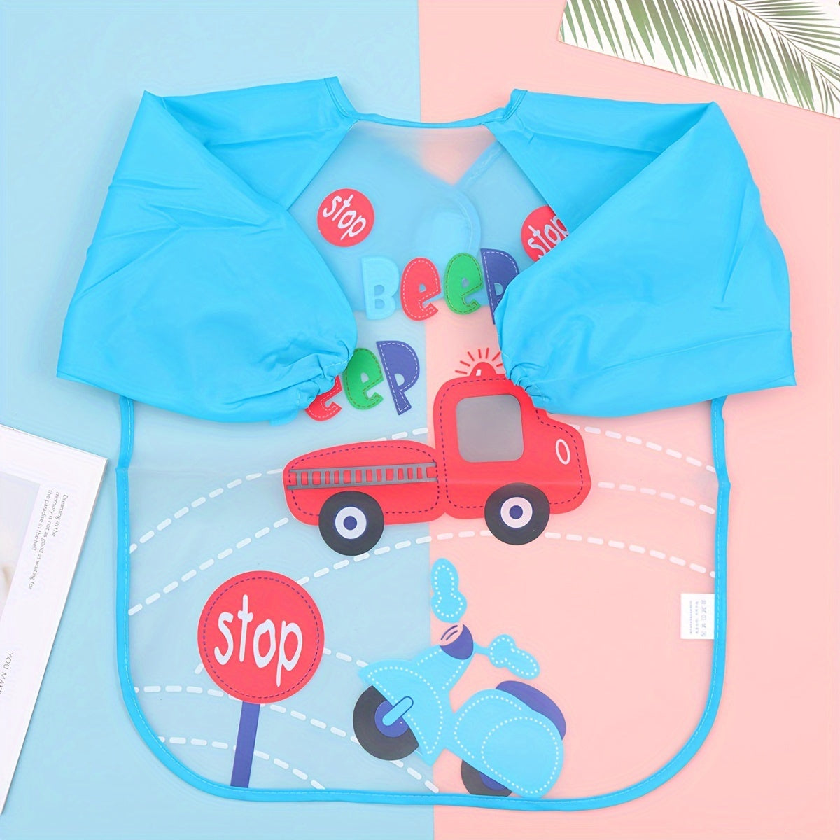 Waterproof Long-Sleeve Baby Bib – Reversible Cartoon Feeding Smock for Toddlers & Kids - Kidzy Market