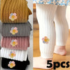 5-Pack Girls' Floral & Striped Knit Leggings — Stretch Kids Leggings for Casual Everyday Wear
