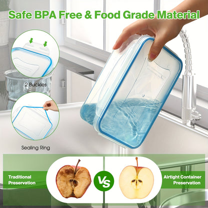 16-50PCS Food Storage Containers Set - BPA-Free Plastic Containers with Lids, Labels & Marker - Stackable, Leak-Proof, Reusable Kitchen Organizers for Meal Prep & Pantry Storage