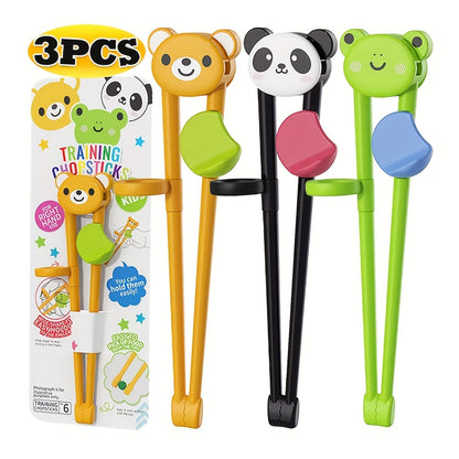 Easy Grip 3PCS Cartoon Training Chopsticks – Beginner-Friendly Learning Utensils for Kids & Toddlers, Fun & Portable for Home or Travel