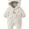 Unisex Newborn Baby Fleece Footie Snowsuit – Hooded Cartoon Bear Jumpsuit (Winter Coat, Warm Romper for Boys & Girls)