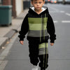2-Piece Baby Boy Hoodie & Pants Set – Color-Matching Printed Sweatshirt + Trousers, Fall/Winter Casual