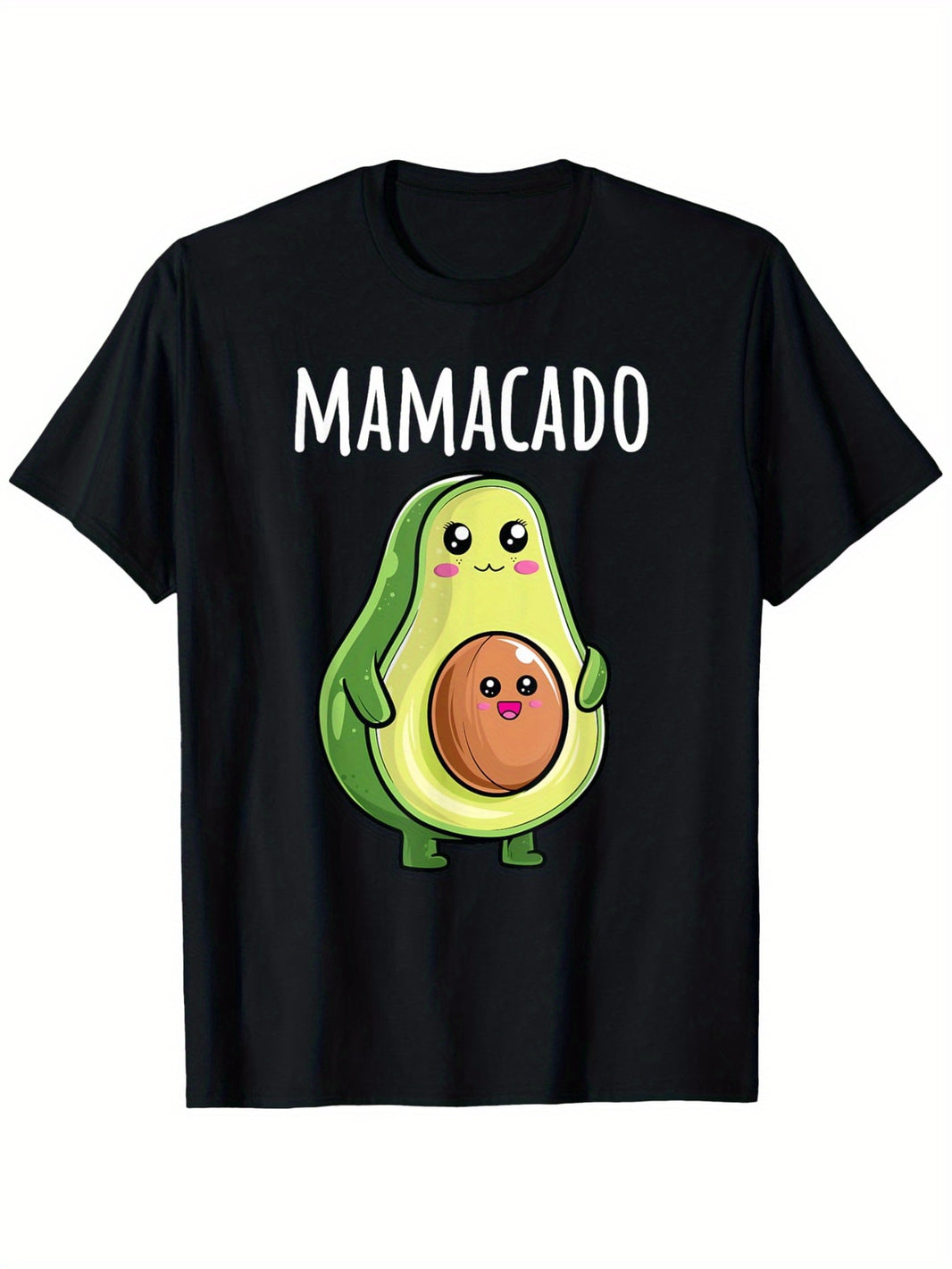Funny Avocado & Kiwi Pregnancy Announcement T-Shirt - 100% Cotton, Casual Round Neck Short Sleeve Tee for Moms, Black with Cute Cartoon Design, Regular Fit S-XXXL, Maternity Clothes