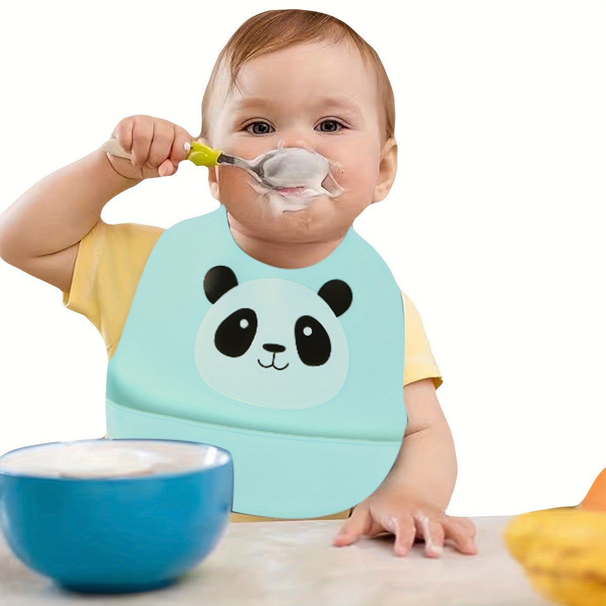 Adjustable Silicone Baby Bibs with Pocket – Waterproof, BPA-Free, Easy to Clean & Dishwasher Safe – Cute Panda & Rabbit Designs for 0-3 Years - Kidzy Market