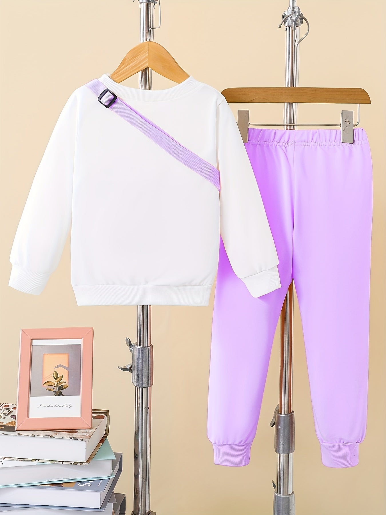 Girls 3pcs Trendy Set - Solid Sweatshirt, Jogger Pants, and Bag - Kids Autumn Outdoor Sports Clothes - Kidzy Market