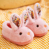 Girls' Cute Cartoon Rabbit Furry Indoor Slippers — Slip-On Non-Slip TPR Sole, Warm Faux Fur for Autumn & Winter