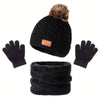 Cozy Youngsters' Gray Knit Hat, Scarf & Gloves Set – Stretchy, Warm Acrylic Blend with Cable Knit Pattern – Perfect for Winter - Kidzy Market