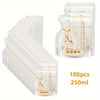 100pcs Giraffe-Themed Kids’ Food Storage Bags – 250ml (8.45oz) Each – Self-Standing, Space-Saving, Transparent BPA-Free Bags for Breastfeeding & Baby Feeding – Easy Pour Spout & Stackable Design