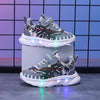LED Dinosaur Kids Sneakers — Flashing T-Rex Light-Up Sports Shoes for Ages 1-6, Low-Top Hook & Loop