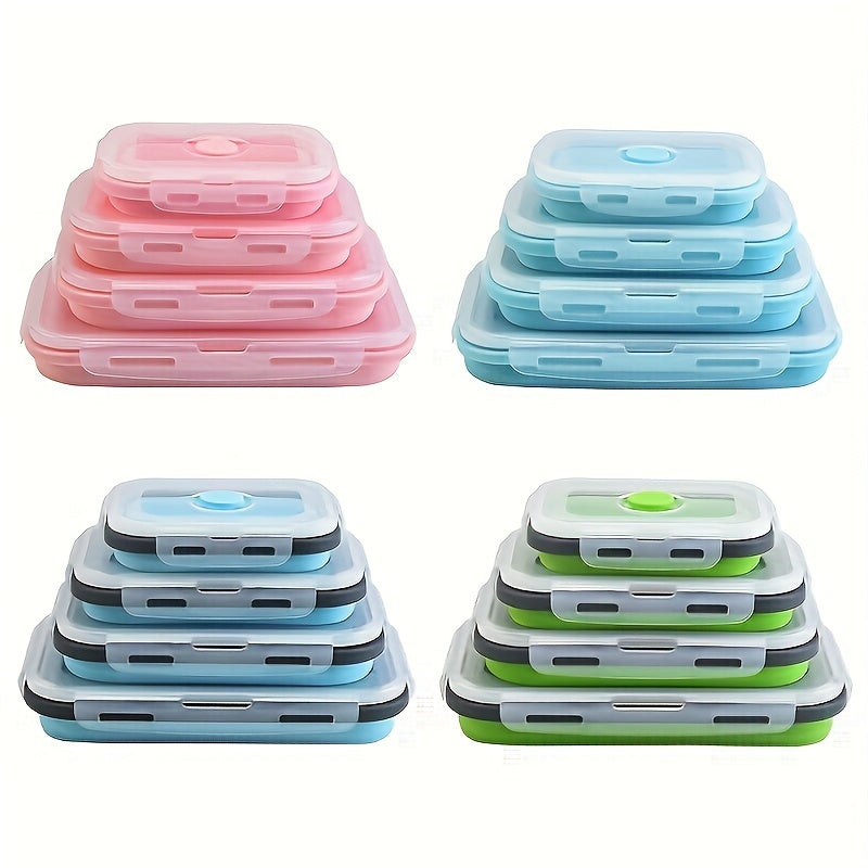 3/4 Pack Foldable Silicone Food Containers – BPA-Free Bento Boxes for Meal Prep – Leak-Proof, Microwave & Refrigerator Safe Storage Solution