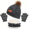 3-Piece Winter Set – Children's Warm Plus Velvet Scarf, Knitted Hat & Gloves for 2-8 Years - Kidzy Market
