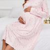 Elegant Floral Polyester Nightdress for Women - Button-Front Knit Sleepshirt, Slight Stretch, Regular Fit, All-Season