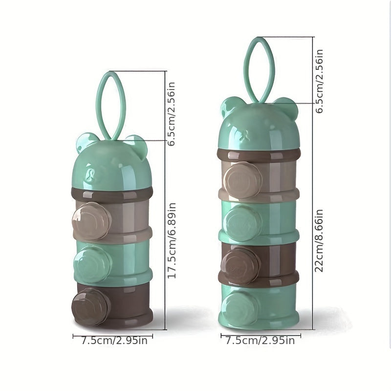 Portable 3-Layer & 4-Layer Baby Formula Dispenser – Cute Bear Snack Storage Container for Travel & Home