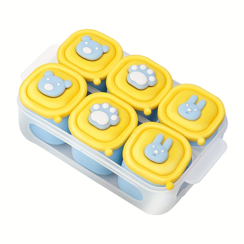 6pcs/Set Baby Food Storage Box, Cartoon Silicone Infant & Toddler Freezer Mold Bowl, Perfect for Complementary Baby Food Storage