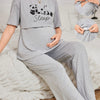 Cute Panda Print Maternity Nursing Pajama Set – Short-Sleeve Nursing Top & Pants for Pregnant Women