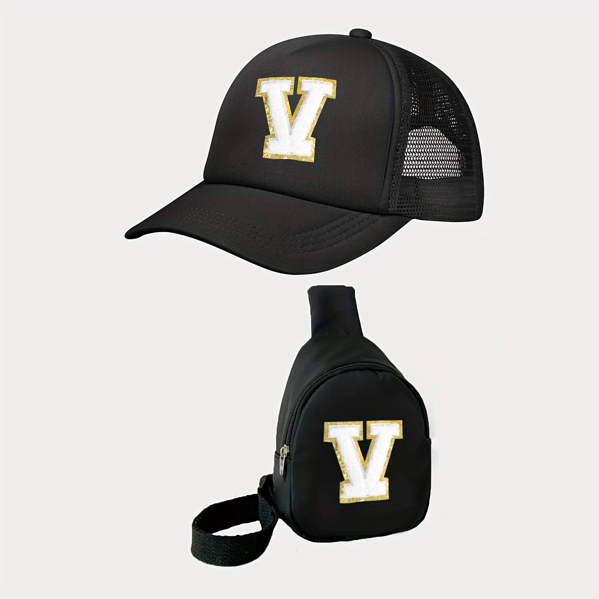 Kids Alphabet Baseball Cap & Shoulder Bag Set – Trendy & Breathable Polyester, Adjustable Buckle Closure, Perfect for All Seasons & Casual Wear, Ideal Gift for Boys & Girls (Ages 3-14) - Kidzy Market