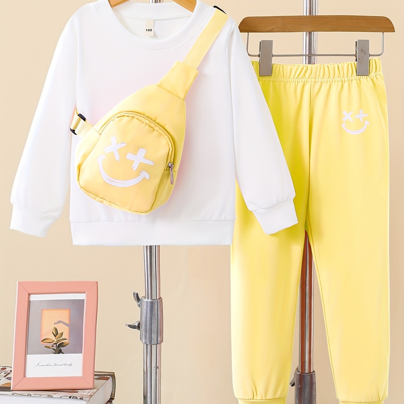Girls 3pcs Trendy Set - Solid Sweatshirt, Jogger Pants, and Bag - Kids Autumn Outdoor Sports Clothes - Kidzy Market