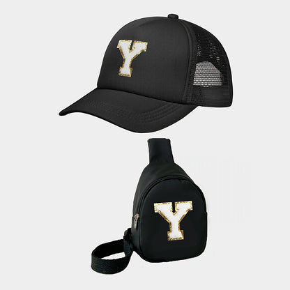 Kids Alphabet Baseball Cap & Shoulder Bag Set – Trendy & Breathable Polyester, Adjustable Buckle Closure, Perfect for All Seasons & Casual Wear, Ideal Gift for Boys & Girls (Ages 3-14) - Kidzy Market