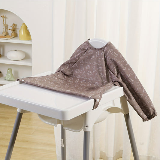 Waterproof Brown Highchair Cover – Durable Long-Sleeve Polyester Feeding Bib with Playful Animal Design – Perfect for Mealtime & Art Activities, Great Holiday Gift - Kidzy Market