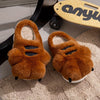 Cozy Bear Claw Slippers for Men & Women - Plush Non-Slip Indoor/Outdoor House Slippers, Brown Fuzzy with Black Strap, EVA Grip Sole