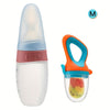 2- or 5-Piece Newborn Baby Feeding Set with Silicone Squeeze Bottle, Fresh Food Feeder & 4 Mesh Pouches (S/M/L) - SAIDAH