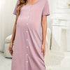 Monochrome Maternity Nightgown — Comfortable Pregnant Women's Sleep Dress