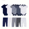 5pcs Bamboo Fiber Children's Triangle Onesie & 5pcs Newborn Pants Set – Boys' Suit, Comfortable and Stylish for Outdoor Wear